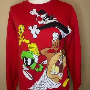Looney Tunes Vintage Y2k Red Crewneck Sweater XS